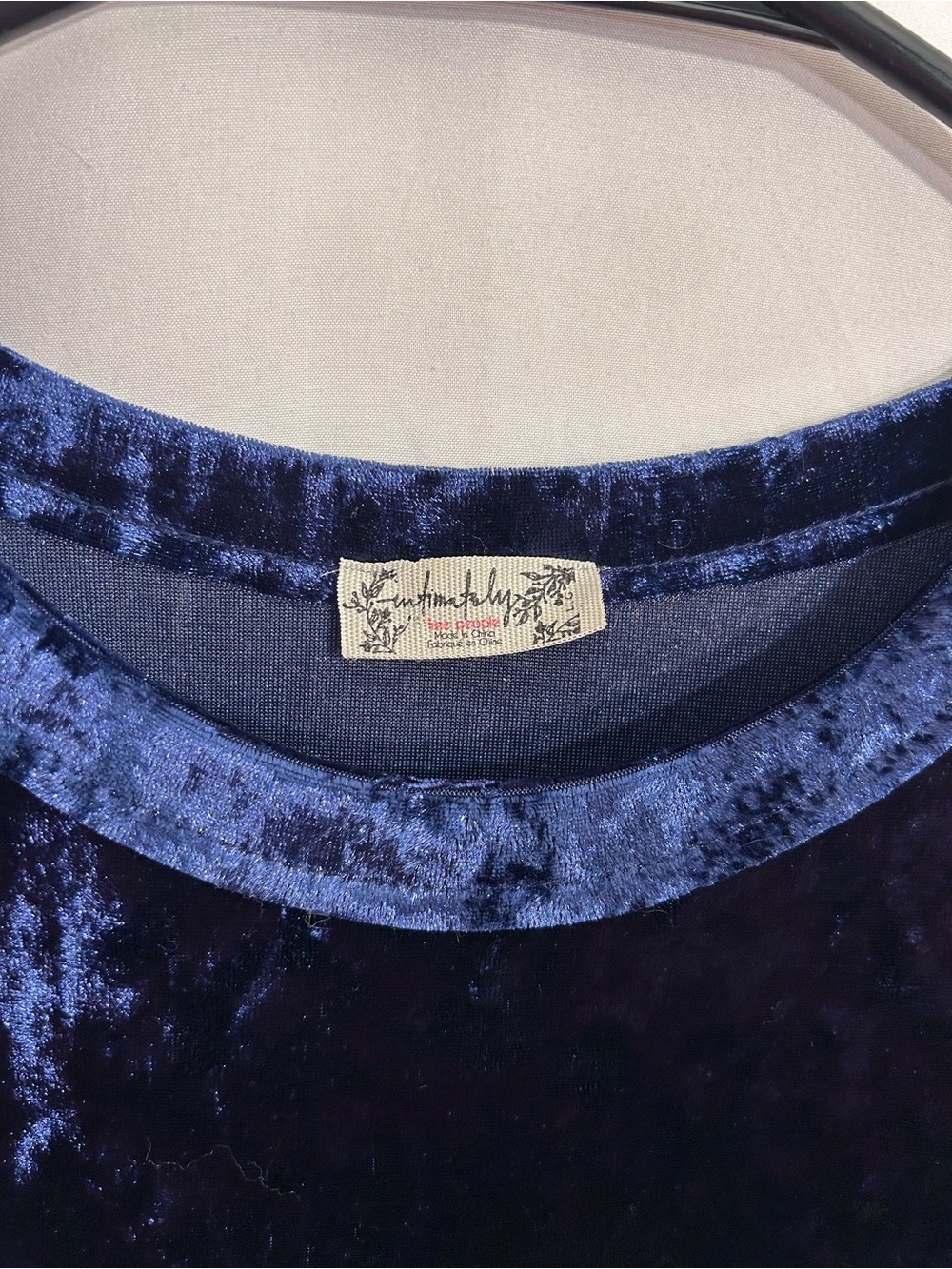 Free People Crushed Velvet Short Sleeve Tee - Navy - Picture 3 of 3